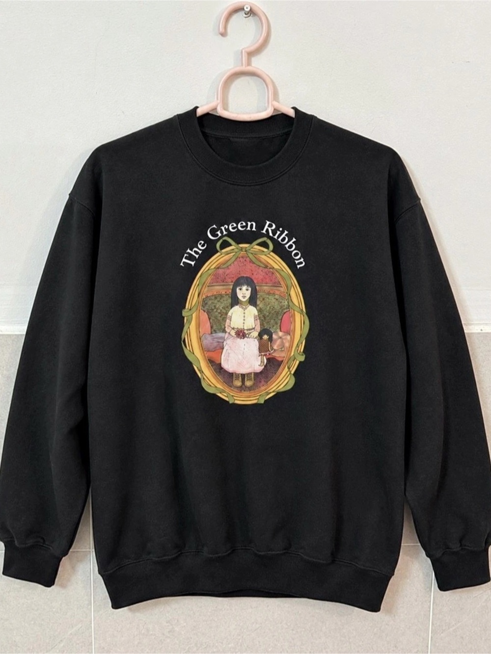 The Green Ribbon Jenny’s Head Childhood Trauma Black Crewneck Sweater